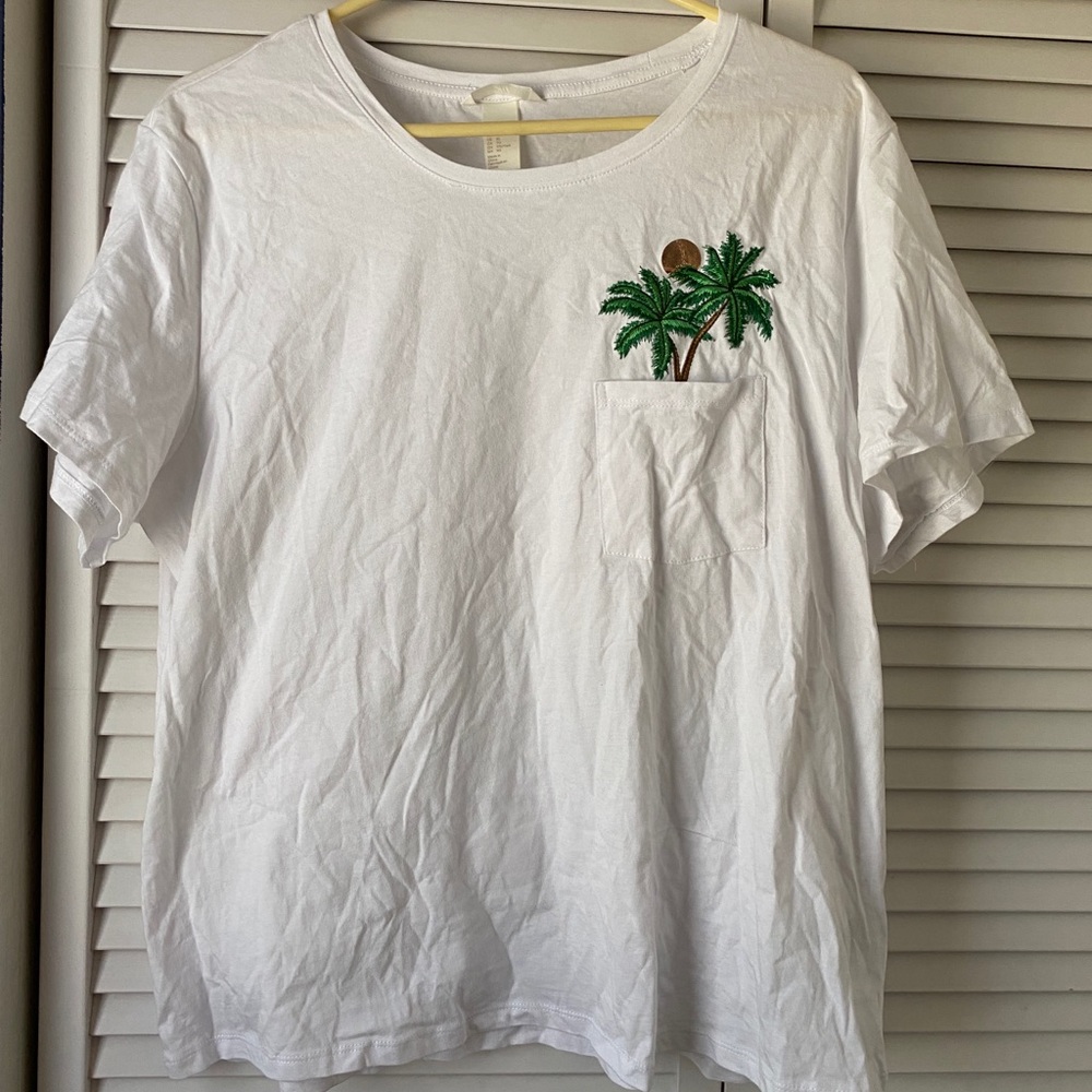 Short Sleeve H&M Shirt Palm Trees XL